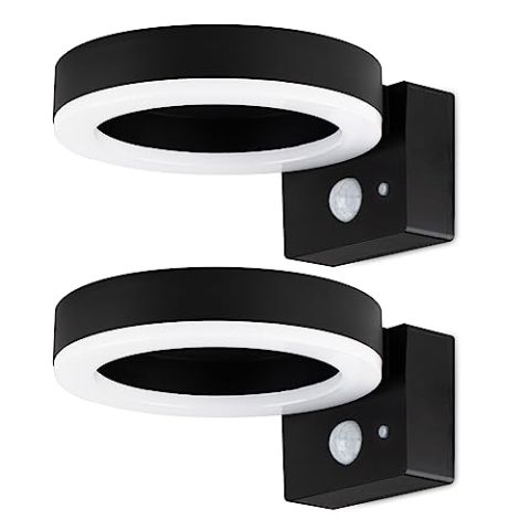 Brendz LED Solar Wandleuchte Aussen mit Bewegungsmelder: 600 Lumen Sicherheitslicht, IP44 Wasserdicht, LED Solarlampe mit Bewegungsmelder & 3 Lichtmodi, Typ Malabo (Set 2 Stück)
