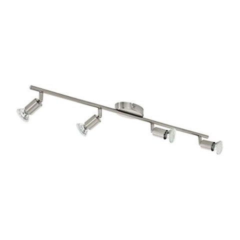 EGLO LED Deckenleuchte Buzz-LED, 4 flammige Deckenlampe, Deckenstrahler aus Metall in Nickel-Matt, Wohnzimmerlampe, Küchenlampe, Spots inkl. GU10 Leuchtmittel, warmweiß, L 68,5 cm