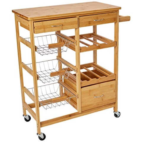 Zeller 13775 Küchenrollwagen mit Bambootop 66 x 38 x 84, Bamboo
