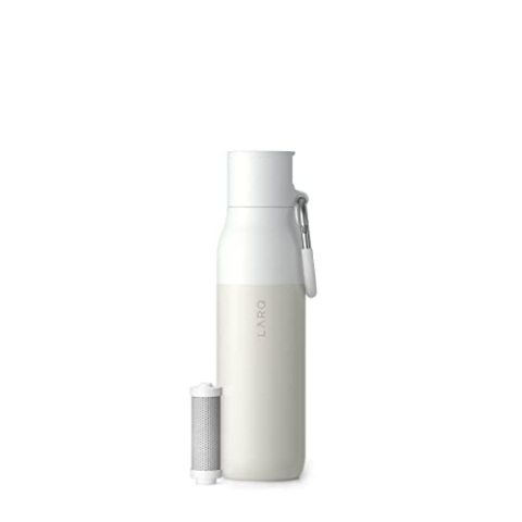 LARQ Bottle Filtered – Isolierte Edelstahl-Wasserflasche BPA-frei mit Nano-Zero-Technologie und langlebigen Filtern, Granite White, 740ml