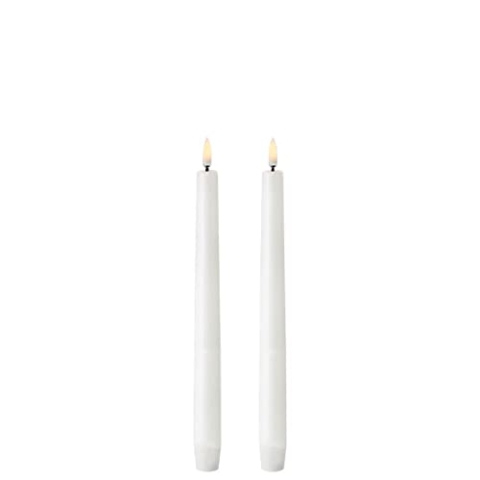 UYUNI Piffany Copenhagen Lighting flammenlose LED-Kerzen, batteriebetrieben, konisch, mit Schalter Nordisches Weiß, Doppelpack (Nordisches Weiß, W2,3 x H25 cm)