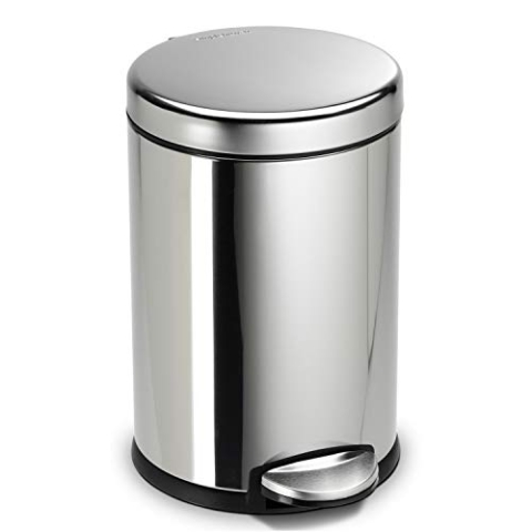 simplehuman CW1851CB 4,5 Liter, runder Treteimer, kleiner Mülleimer Bad Badezimmer Büro Schlafzimmer, polierter Stahl, 10 Jahre Garantie