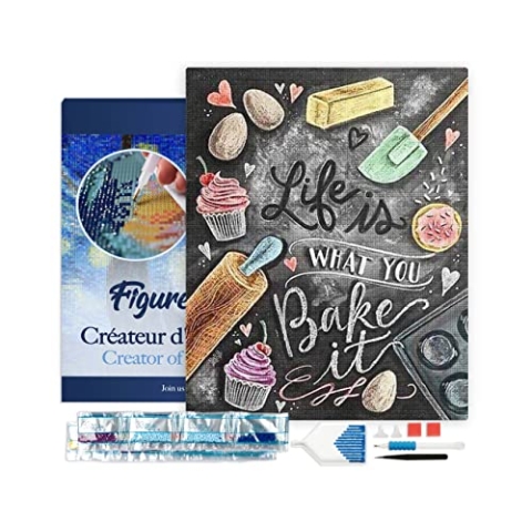Figured'Art Diamond Painting Erwachsene 40x50cm Mit Rahmen Ganze Leinwand gespannt Bake it 5D Bilder Eckige Steine - DIY Set Basteln