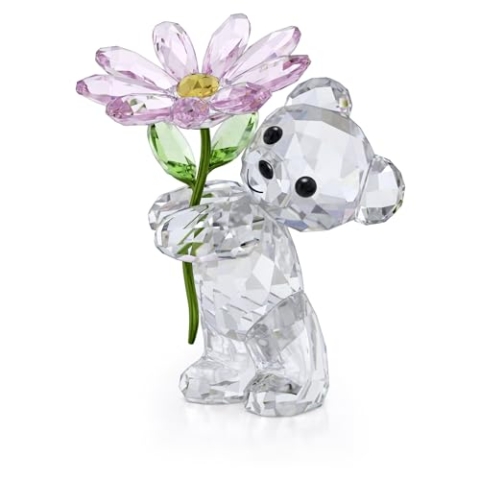 Swarovski Kris Bear Ein Gänseblümchen für Dich, Detailverliebter Bär aus Mehrfarbigem, Strahlendem Kristall