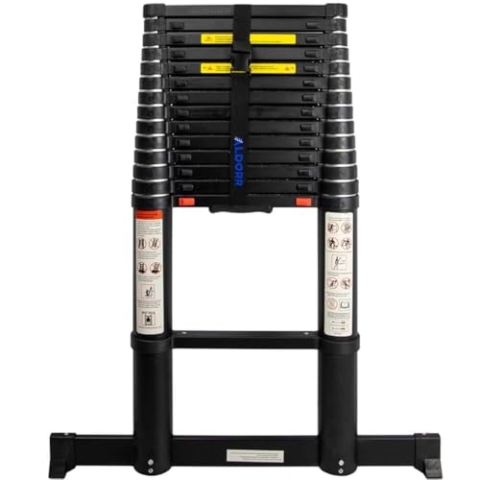 ALDORR Professional 4,40M Teleskopleiter aus hochwertigem Aluminium - Mehrzweckleiter - Belastbarkeit bis zu 150kg - Soft-Close-System - Opti-Grip - Sicher und zuverlässig (EN131)