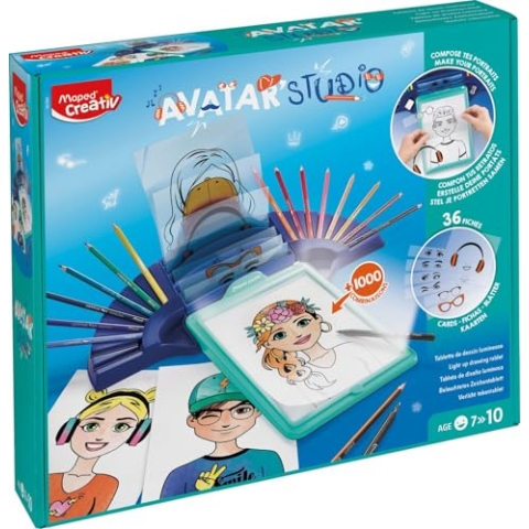 Maped CREATIV - Leuchttisch, Lichtmaschine, Zeichenmaschine AVATAR STUDIO - gestalte deine eigenen Avatare - inkl. 36x Vorlagen und 14x Buntstifte, bunt