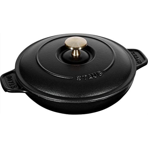 STAUB Ofenform/Servierplatte/Auflaufform mit Deckel, rund, 20 cm, 0,75 l, aus Gusseisen, Für alle Herdarten inkl. Induktion & Backofen, Schwarz