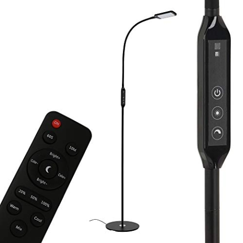 Briloner Leuchten LED Stehleuchte, Stehlampe dimmbar, Fernbedienung, inkl. Farbtemperatursteuerung, 8 Watt, 700 Lumen, Schwarz, 8 W, 1 Stück (1er Pack)