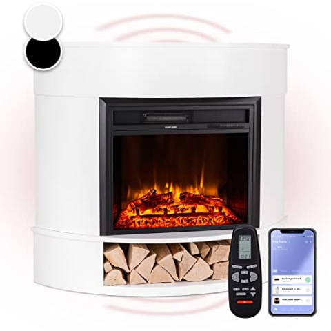 Klarstein Deko Kamin Mit LED-Flammen, Elektro-Kamin Mit Heizung, 1800W, Fernbedienung, Timer & Auto-Temperaturregelung, Sparsam