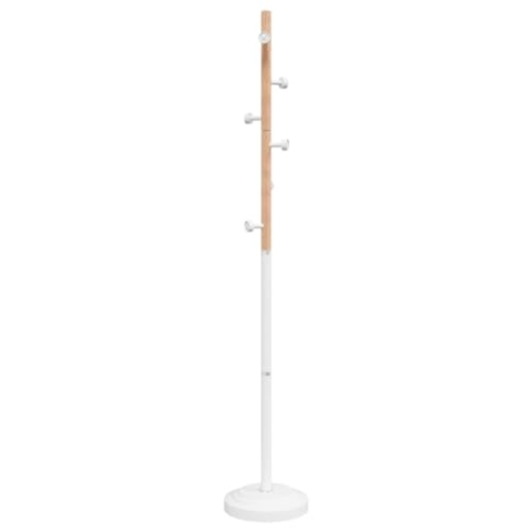 vidaXL Garderobenständer, Kleiderständer mit 6 Haken, Standgarderobe Garderobe für Wohnzimmer Schlafzimmer Flur, 177 cm Weiß Pulverbeschichtetes Eisen
