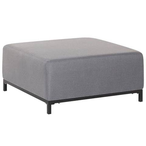 Beliani Trendy Ottomane Polsterbezug grau schwarzes Gestell Indoor&Outdoor Rovigo