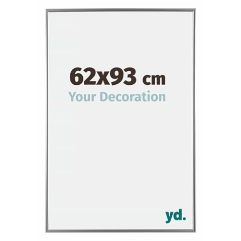 Your Decoration - Bilderrahmen 62x93 cm - Silber Hochglanz - Bilderrahmen aus Kunststoff mit Acrylglas - Antireflex - 62x93 Rahmen - Evry