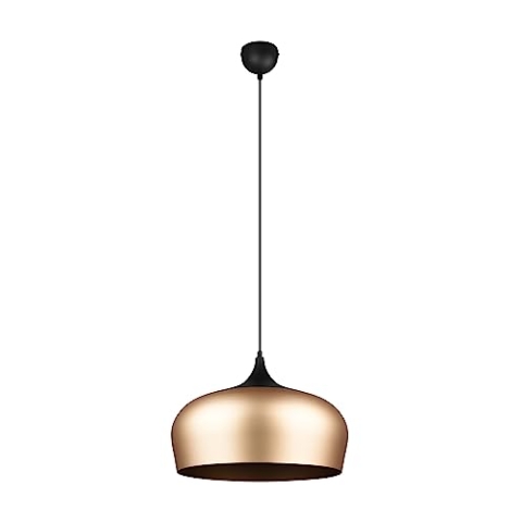 Trio Leuchten Pendelleuchte Chiron 310890108, Aluminium Schwarz matt, Schirm Aluminium Messing matt, exkl. 1x E27