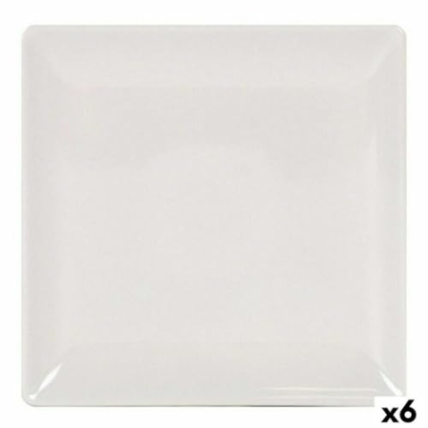 La Mediterránea Plain 41678 Steingut Elfenbein, 24 x 24 x 2 cm (6 Stück) (24 cm)