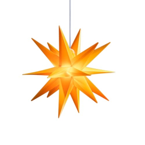 Novaliv Weihnachtsstern beleuchtet Faltstern 55cm Dekostern GELB hochwertiger Kunststoffstern für Glühbirne mit TIMER FUNKTION 3D Stern 18 Zackig Leuchtstern Weihnachtslicht Winterbeleuchtung 3D Stern
