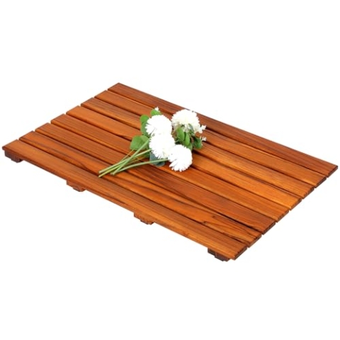 VaeFae Teak Duschmatte rutschfeste Badematte Luxus Spa Matte Holzmatte für Badewanne 43.2 x 66 cm