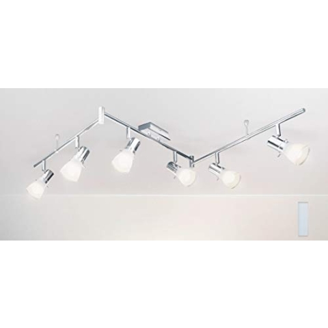 Trango 6-flammig 1007-68 LED Deckenleuchte - Chrom-Optik gebürstet *FREYA* inkl. 6x E14 LED Leuchtmittel 3.000K warmweiß Badleuchte, Flurleuchte, Küchenleuchte, Schwenkbare Deckenlampe, Kronleuchter