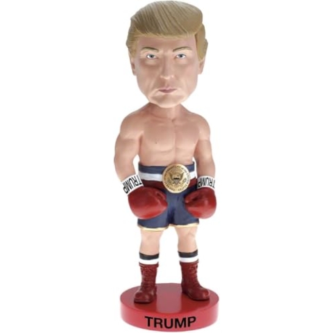 Royal Bobbles Donald Trump Boxer Never Surrender, 45th President of The United States - Knuckleheads Political Satire Collection - 20 cm hoch - Sammlerstück Wackelkopf-Statue