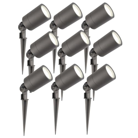 Ledvion - 9X LED Gartenstrahler, Anthrazit, IP65, 5W, 4000K, 2M Kabel, LED Spots, Gartenspots