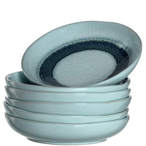 LEONARDO HOME 018546 MATERA 6er Set Teller, Keramik, Blau