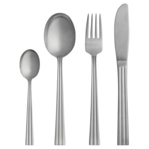 Gense Thebe Besteck Set 4 Personen, 16 Teiliges Besteckset, Essbesteck Set aus Mattem Edelstahl, Spülmaschinenfest, Skandinavisches Design
