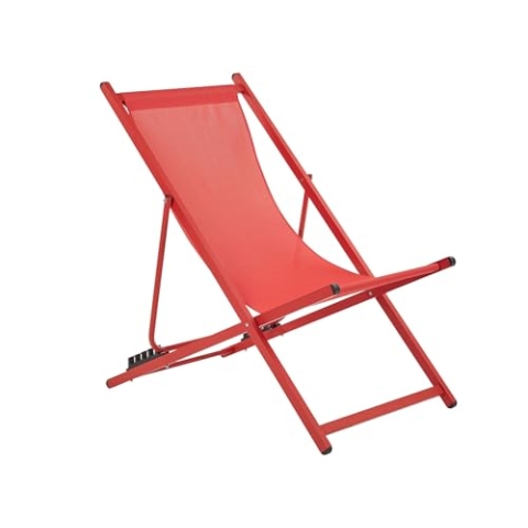 Beliani Outdoor Liegestuhl faltbar Aluminium rot mit Stoffbespannung rot Locri II