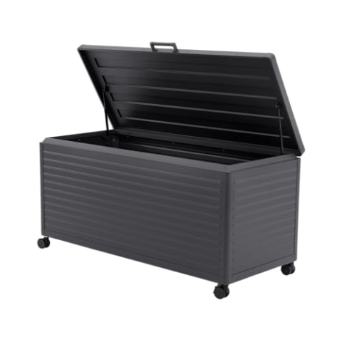 MIRADOR 165 Aufbewahrungsbox 829 Liter Aluminium Anthrazit Hohes Fassungsvermögen Garten Terasse Pergola Winterfest Stabil Pavillion
