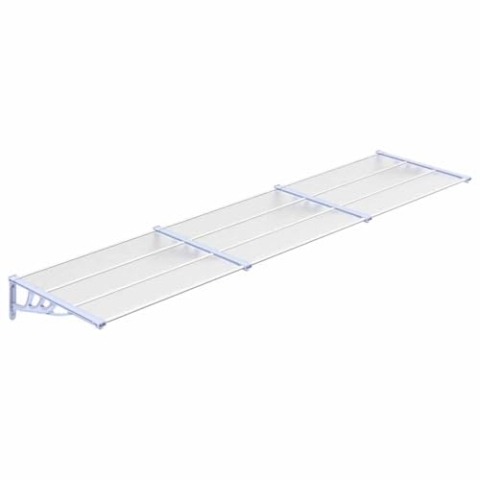 vidaXL Türvordach Überdachung Haustür Pultvordach Türdach Haustürvordach Haustürdach Vordach Regenschutz Grau Transparent 358,5x90cm Polycarbonat