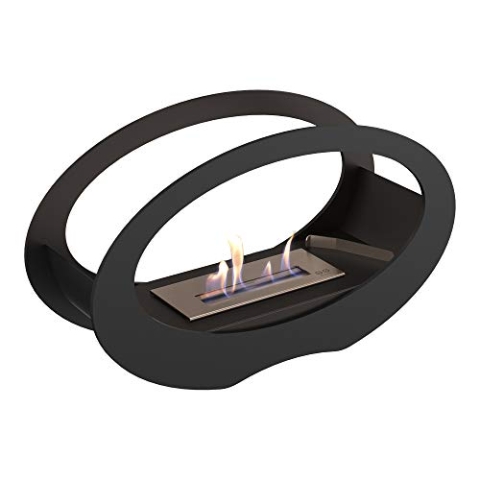 kratki Echo Ethanol-Kamin, freistehender Echtfeuer-Kamin, Feuerlinie 15 cm, Gewicht: 7,8 kg, Brennstoff: Bio-Ethanol für einen ruß- und rauchlosen Feuerzauber, Echo/Czarny/TUV, Schwarz