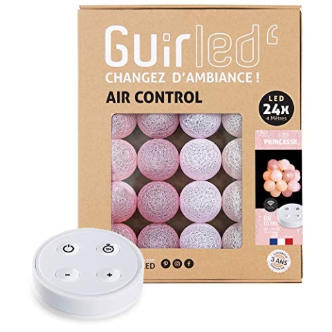 GuirLED - LED Baumwollkugeln Lichterkette USB - Drahtlose Fernbedienung - Baby Nachtlicht 2h - Dual USB 2A Netzteil enthalten - 4 Intensitäten – 24 Kugeln 2.4m - Prinzessin