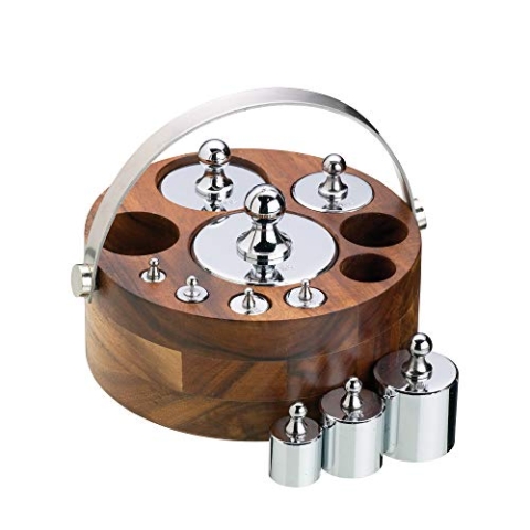NATURAL ELEMENTS KitchenCraft Metrische Waage Gewichte, 11-teiliges Edelstahl Waage Gewicht Set mit 10 Gewichten und 1 Caddy, 5g bis 1kg, 1 Set