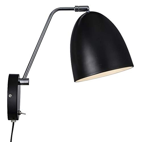 Wandleuchte ALEXANDER, IP20, E27 max. 15W, mit Steckerkabel und Schalter, neigbar, Schwarz