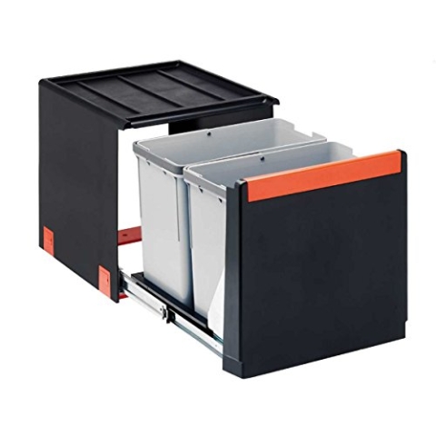 Franke Sorter Cube 40 Abfallsorter Abfalleimer Mülleimer Abfallsammler, Schwarz, 34,8 x 33,5 x 40,7 cm