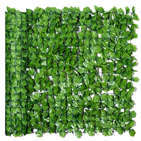 Outsunny Künstlicher Hecken Sichtschutz, UV Geschützt Sichtschutz, Grün Balkon Sichtschutz, Zaun Sichtschutzgitter mit Blättern, Hecken Zaun, WandKünstliche 300 x 100 cm für Garten Hochzeit