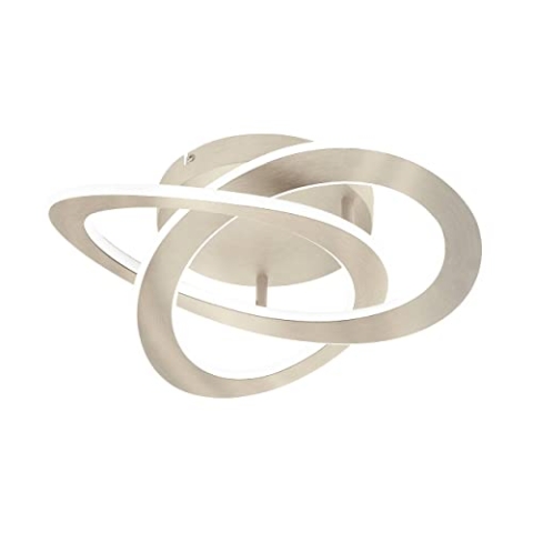 EGLO LED Deckenlampe Rolimare, Deckenleuchte mit geschwungenen RIngen, Wohnzimmerlampe aus Aluminium in Nickel-matt und Kunststoff in weiß, Lampe Decke neutralweiß