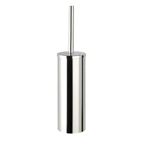WENKO Turbo-Loc WC-Garnitur Orea Shine geschlossen, Befestigen ohne Bohren, Toilettenbürstenhalter mit hygienischer WC-Bürste, Massive Qualität aus rostfreiem Edelstahl glänzend, 9 x 39 x 12,5 cm