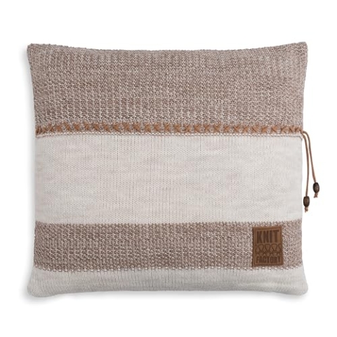 KNIT FACTORY - Roxx Dekokissen - Sofakissen - Kissenhülle mit Kissenfüllung - Kissen 50x50 - Beige/Marron