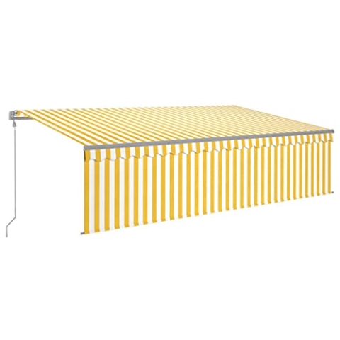 vidaXL Markise Automatisch mit Jalousie LED Windsensor Gelenkarmmarkise Sonnenschutz Sonnenmarkise Balkonmarkise Garten Terrasse Balkon 5x3m Gelb Weiß