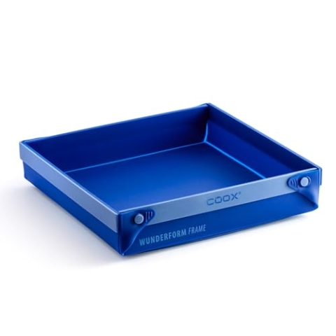 coox WUNDERFORM Frame MQ in Blau: Die erste faltbare Silikon Kastenform für grenzenlose Backkreationen - perfekt für Kuchen, Brot und Aufläufe
