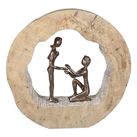 Casablanca Skluptur Figur - der Heirats Antrag - aus Holz Aluminium - Fabe: Silber braun -Länge 28 cm