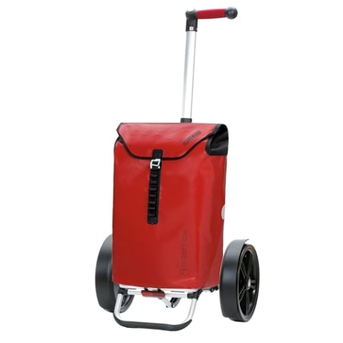 ANDERSEN Einkaufstrolley - Tura Shopper Ortlieb rot 49 L Handwagen, wasserdicht, wetterfest, Aluminium, Griff ergonomisch, klappbar, Kugellagerad