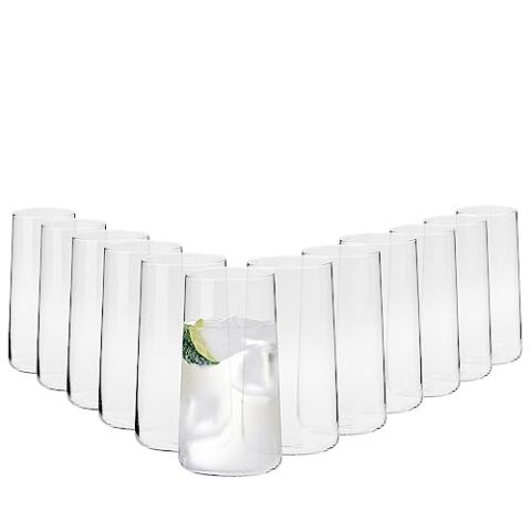 Krosno Wassergläser Longdrinkgläser Trinkgläser | Set von 12 | 540 ML | Avant-Garde Kollektion | Perfekt für zu Hause, Restaurants und Partys | Spülmaschinenfest
