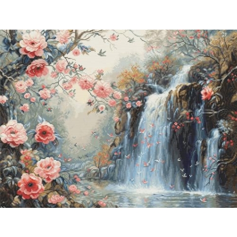 Luca-S Kreuzstich-Set Gold - Kristalliner Wasserfall, B708, Kreuzstich-Set nach Zählmuster für Erwachsene, Handarbeits- und Stickset