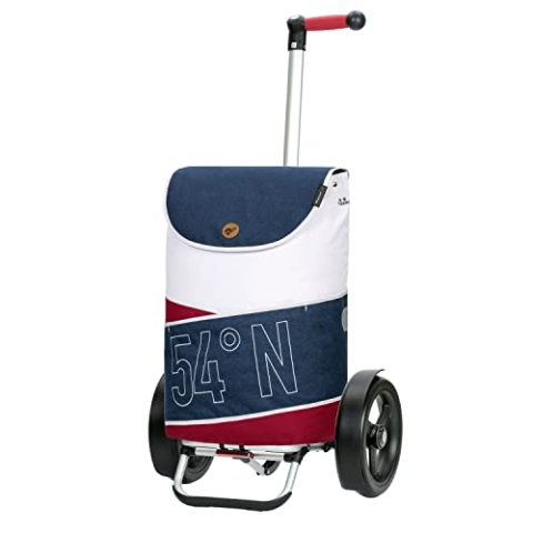 ANDERSEN Einkaufstrolley - Tura Shopper Loke blau 61 L groß,Handwagen,Thermo, Aluminium, Griff ergonomisch, klappbar, 29 cm Kugellager-Rad