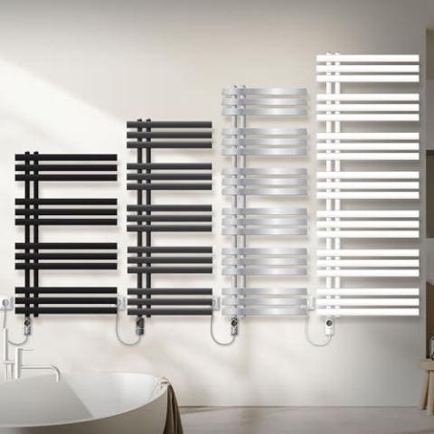 LuxeBath Elektrischer Badheizkörper IronEM 600x1600mm Anthrazit + Heizstab 1200W Thermostat Digitalanzeige, Handtuchheizkörper mit Heizpatrone, Elektro Handtuchwärmer Paneelheizkörper Designheizkörper