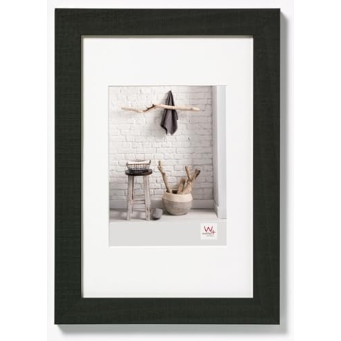 walther design Bilderrahmen schwarz 60 x 90 cm mit Passepartout, Home Holzrahmen HO090B