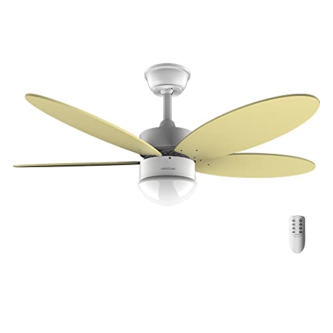 Cecotec Deckenventilator EnergySilence Aero 4260 SunLight. 40 W, DC-Motor, Durchmesser 42 Zoll mit 5 umkehrbaren Flügeln, LED-Licht, Fernbedienung, Timer, 6 Geschwindigkeiten