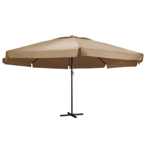 vidaXL Sonnenschirm mit Aluminium-Mast Kurbelsystem Ampelschirm Marktschirm Gartenschirm Balkonschirm Terrassenschirm Schirm 600cm Taupe