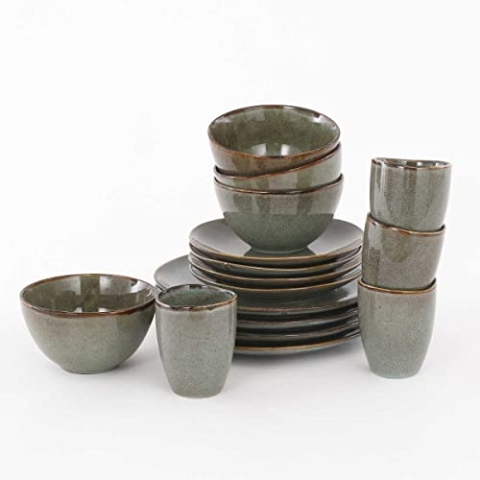 MICA Decorations Tabo Service Set für 4 Personen - Keramik - Grün