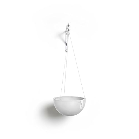 Ecopots Hängende Pflanzschale Blumentopf Brüssel Weiß - Durchmesser Ø 27 cm rund groß - Pflanzentopf aus Recycling Kunststoff - Übertopf modern für Indoor und Outdoor